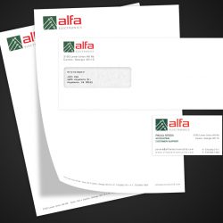 Alfa Electronics Logo and Stationery